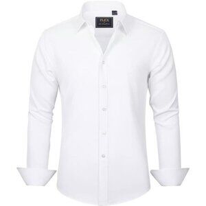 J.VER Men's Dress Shirts Solid Long Sleeve Stretch Wrinkle-Free Formal Shirt